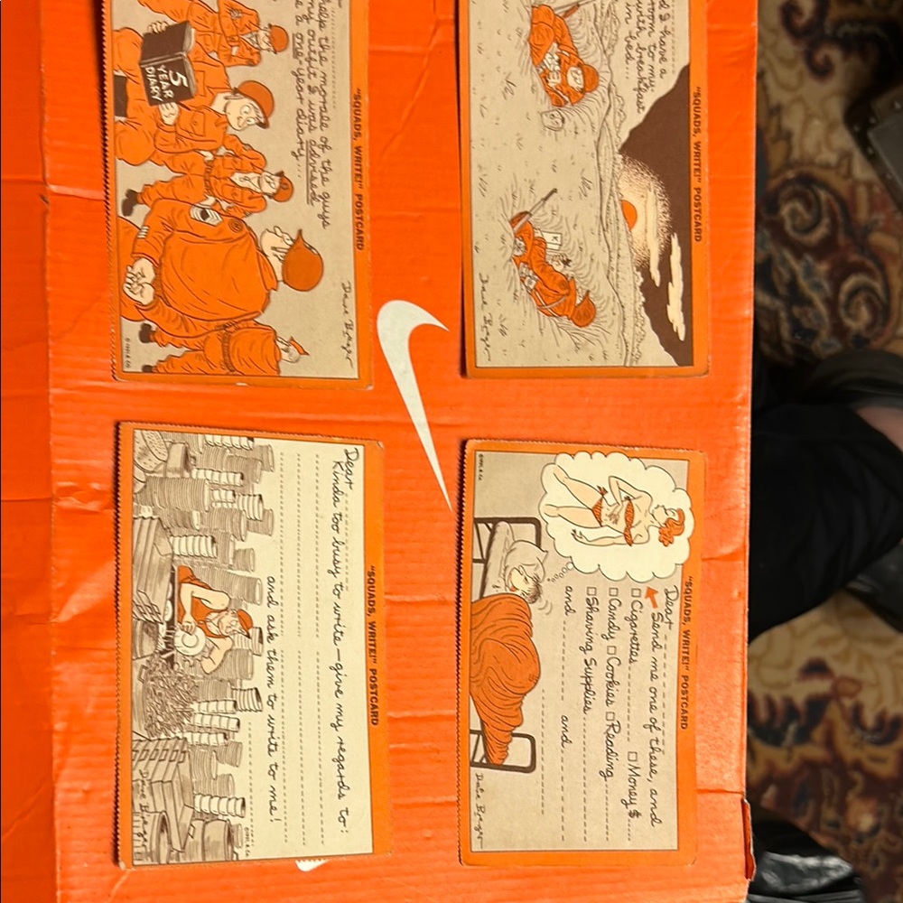 Nike Orange Shoe Box with Vintage Postcard Design